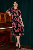 Yumi Black Velvet Butterfly Midi Dress