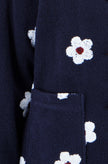 Yumi Navy Embroidered Daisy Fleece Jacket