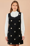 Yumi Black Cotton Cosmic Cord Pinafore Dress