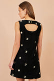 Yumi Black Cotton Cosmic Cord Pinafore Dress
