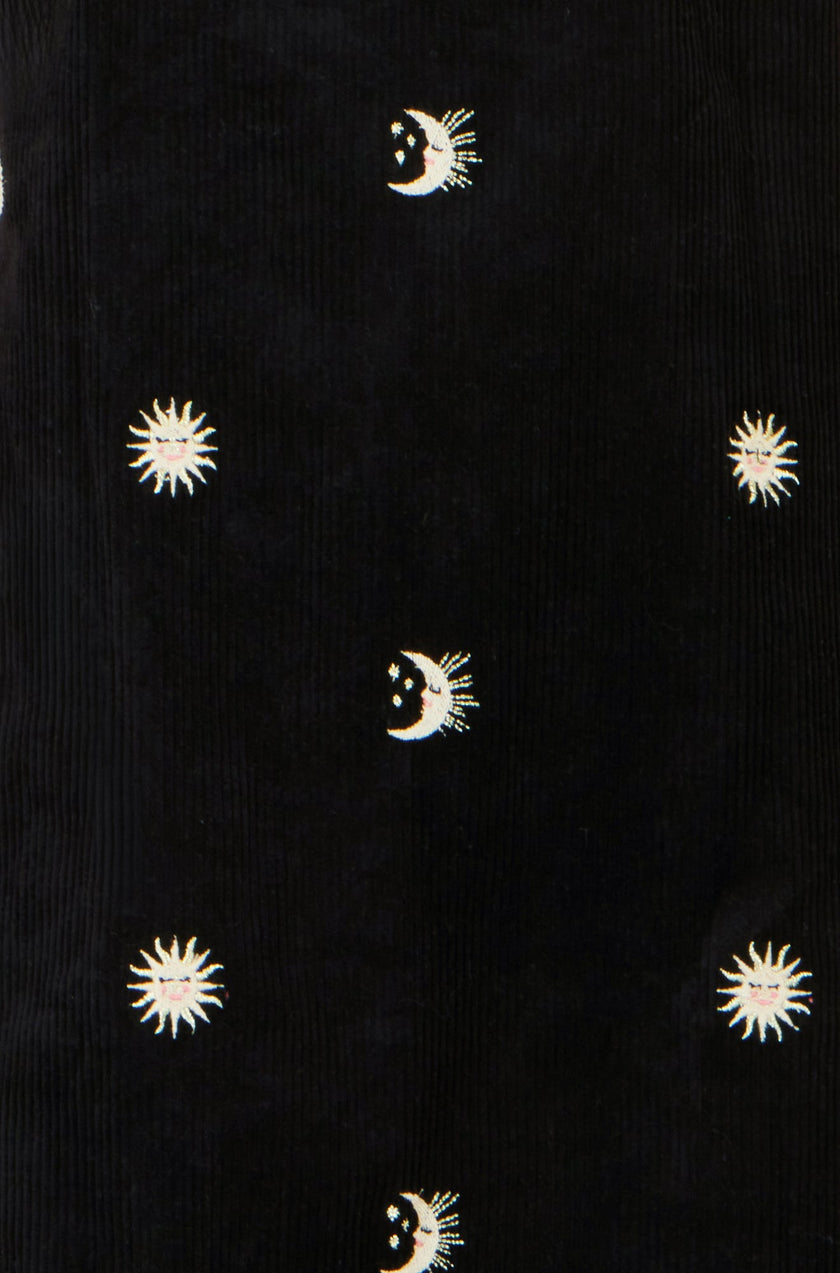 Yumi Black Cotton Cosmic Cord Pinafore Dress