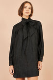 Robe tunique écharpe noire Yumi