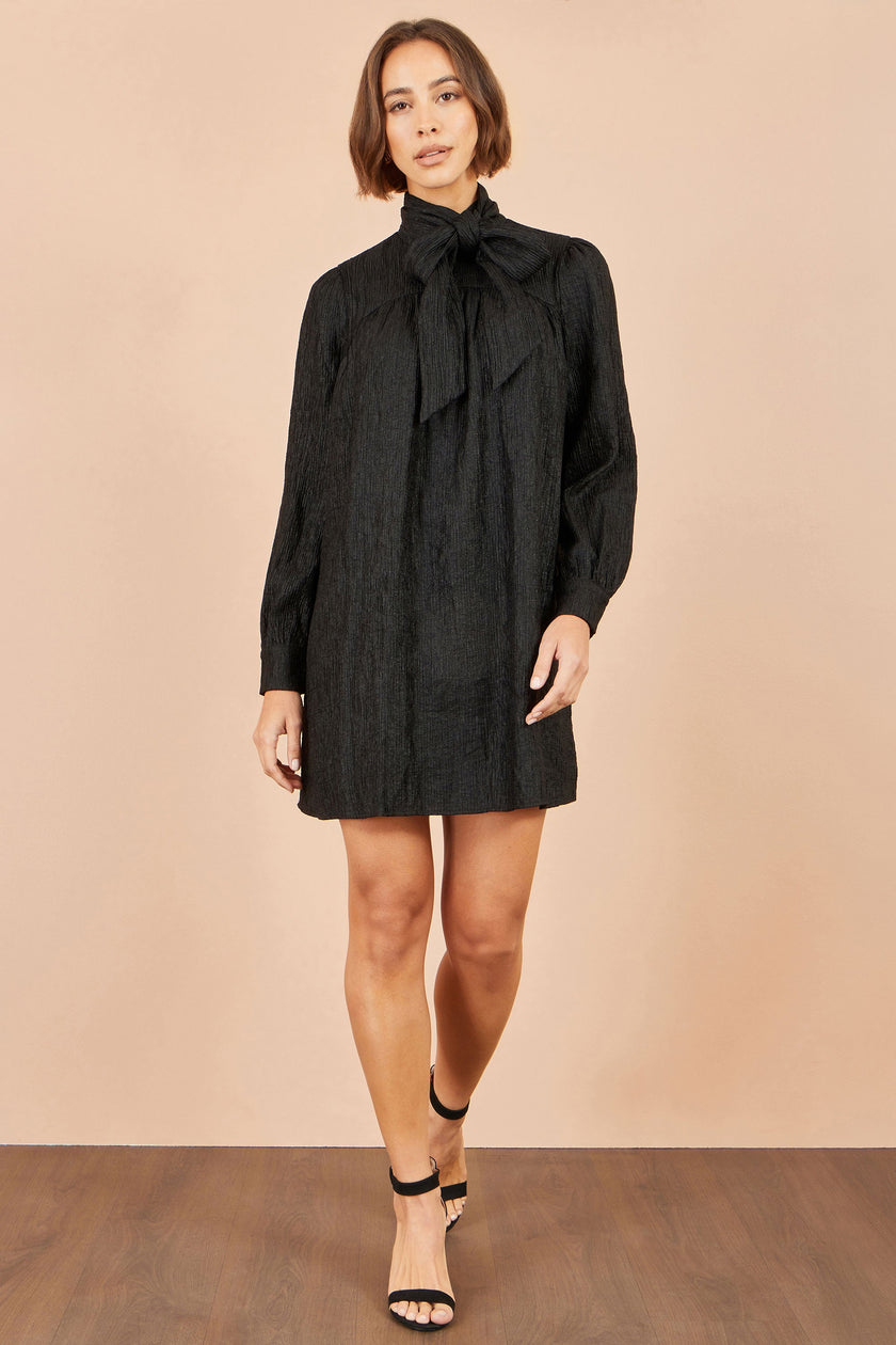 Robe tunique écharpe noire Yumi