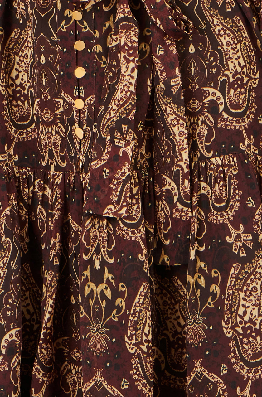 Vestido camisero de manga larga con estampado paisley de Yumi Brown