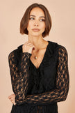 Yumi Black Ruffle Lace Top