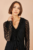Yumi Black Ruffle Lace Top