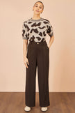 Yumi Brown Wide Leg Stretch Trousers
