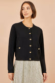 Yumi Black Bow Button Cardigan