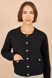 Yumi Black Bow Button Cardigan