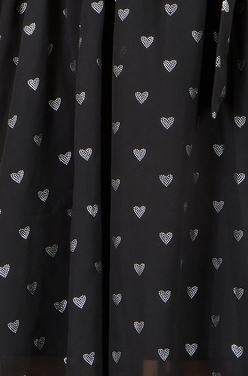 Yumi Black Heart Print Mini Dress