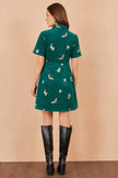 Robe chemise brodée grue sarcelle Yumi