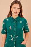 Robe chemise brodée grue sarcelle Yumi
