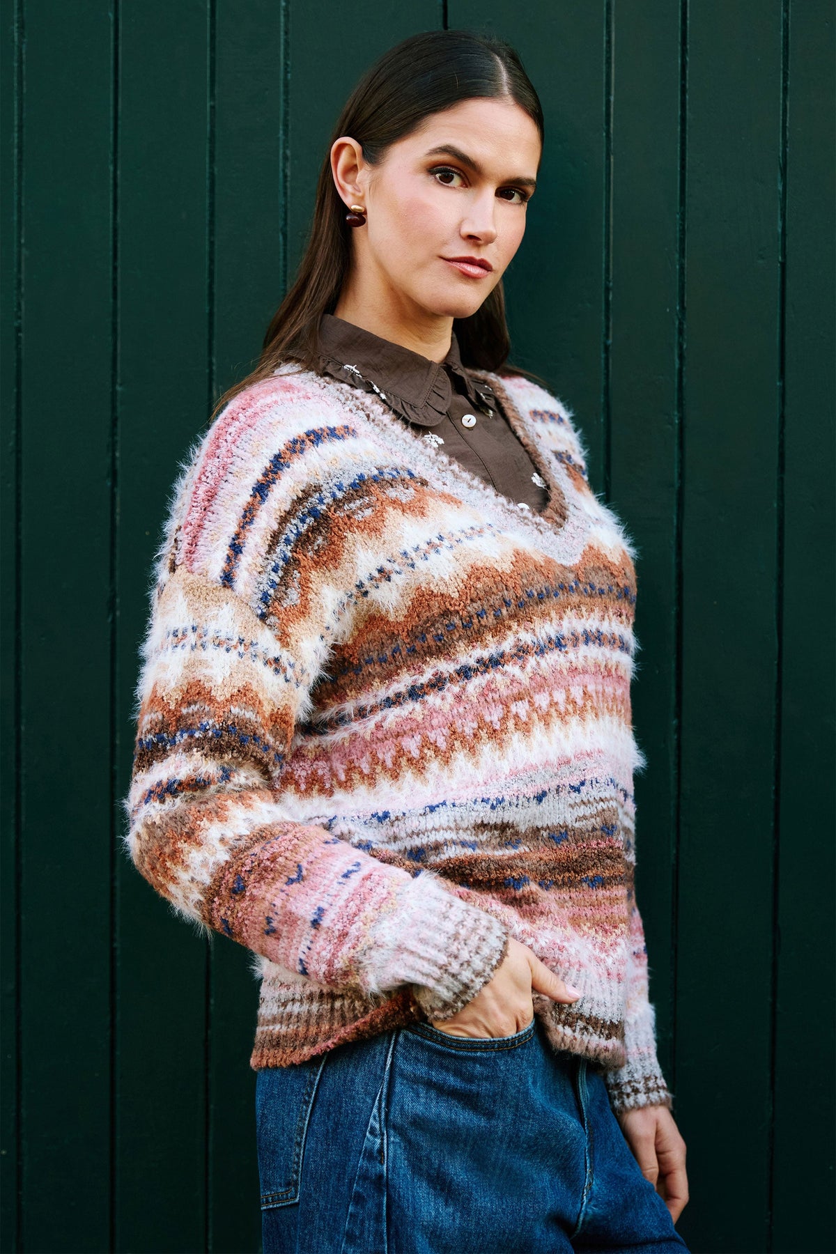 Yumi Multicolour Fairisle Relaxed Boucle Jumper