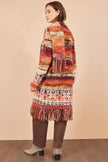 Yumi Orange Boucle Soft Long Cardigan With Scarf