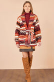 Gilet cache-cœur doux à rayures orange Yumi motif Fair Isle