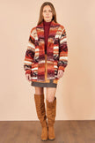 Gilet cache-cœur doux à rayures orange Yumi motif Fair Isle