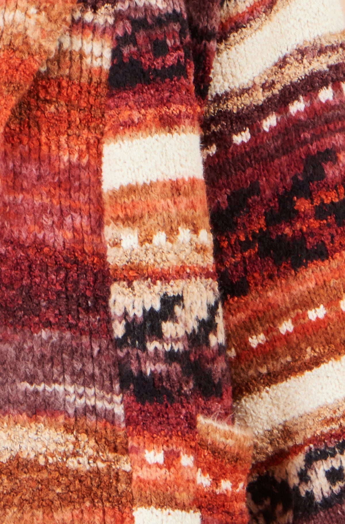 Gilet cache-cœur doux à rayures orange Yumi motif Fair Isle