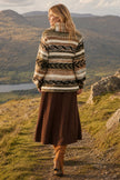 Yumi grönrandig Fairisle-kofta med omlottdesign