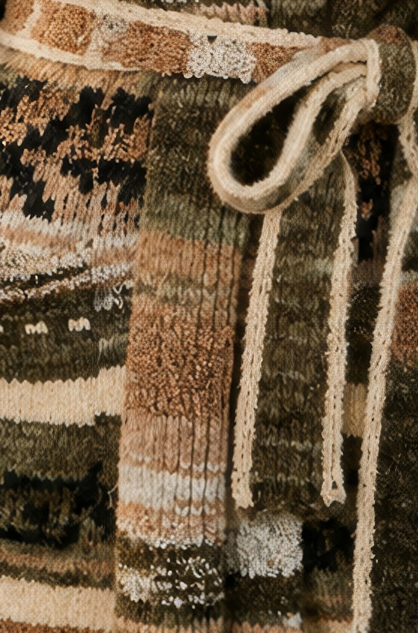 Yumi grönrandig Fairisle-kofta med omlottdesign