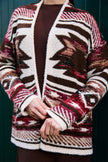Yumi Multicolour Aztec Boucle Open Cardigan