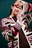 Yumi Multicolour Aztec Boucle Open Cardigan