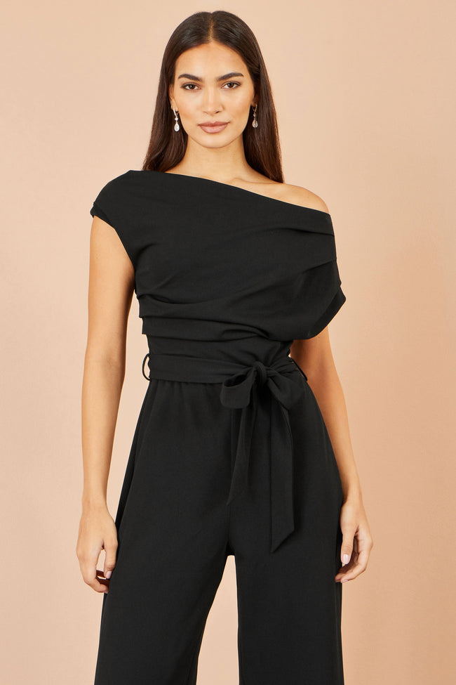 Yumi Black Ruched Stretch Jumpsuit
