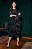 Yumi Black Burnout Velvet Midi Dress