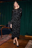 Yumi Black Burnout Velvet Midi Dress