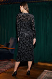 Yumi Black Burnout Velvet Midi Dress