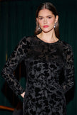 Yumi Black Burnout Velvet Midi Dress