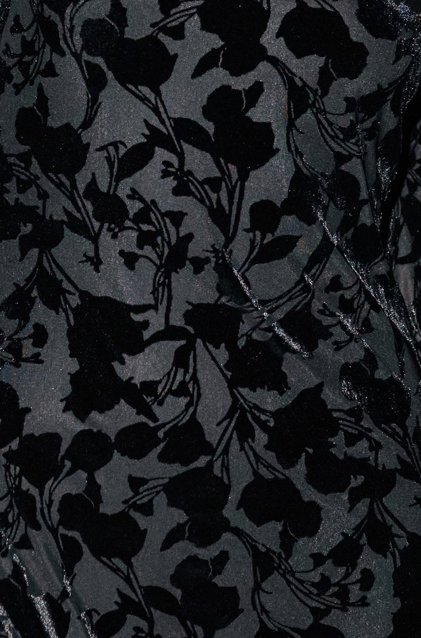 Yumi Black Burnout Velvet Midi Dress
