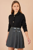 Yumi Black Check Pleated Mini Skirt
