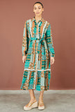 Yumi Multicolour Patchwork Viscose Midi Shirt Dress