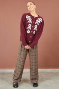 Yumi Brown Check Wide Leg Trousers