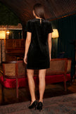 Yumi Black Velvet Tunic With Diamante Bow Collar