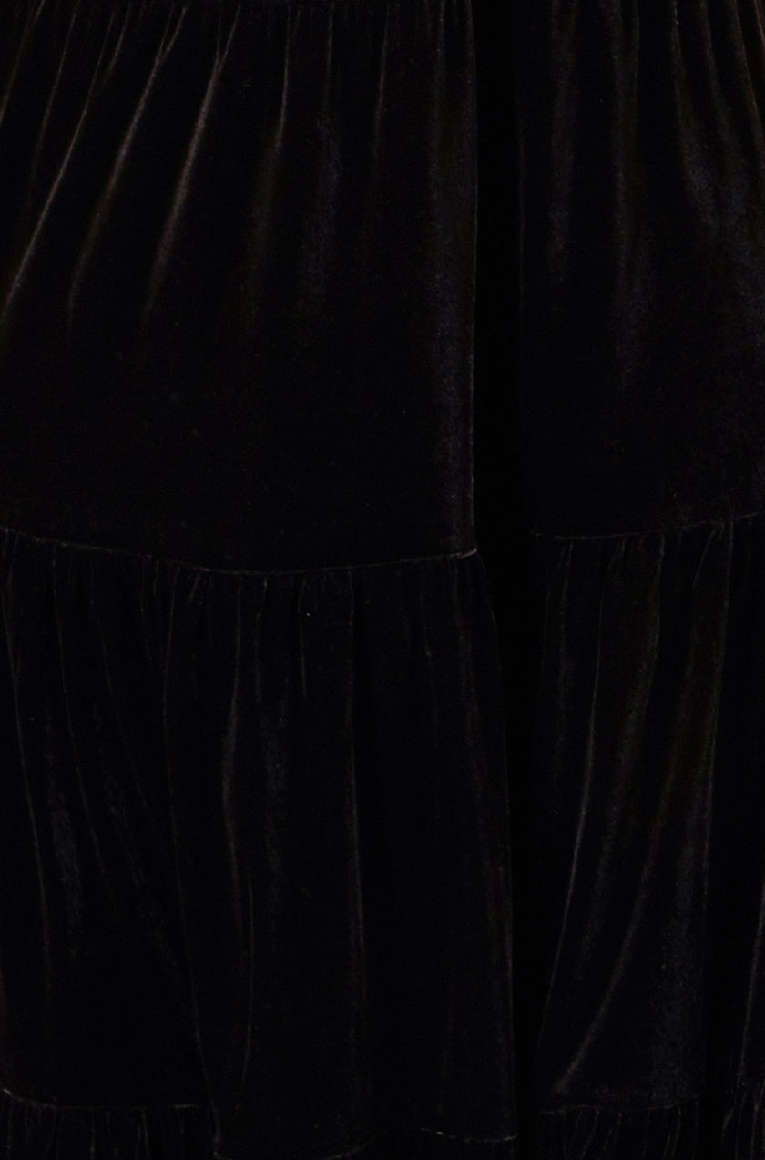 Yumi Black Velvet Halter Maxi Dress With Belt