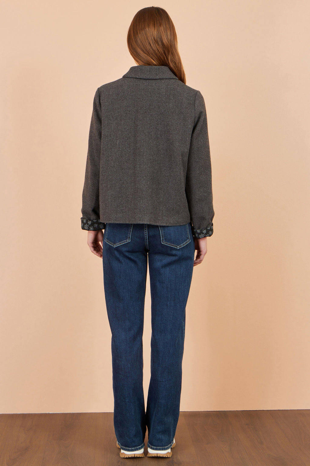 Yumi Grey Patchwork Boxy Jacket