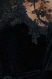Yumi Black Lace Applique Sleeve Velvet Jumpsuit
