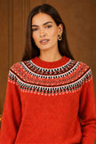 Jersey estilo Fairisle relajado rojo de Yumi