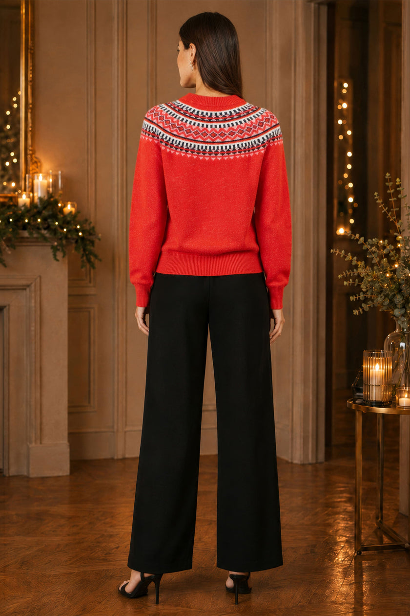 Jersey estilo Fairisle relajado rojo de Yumi