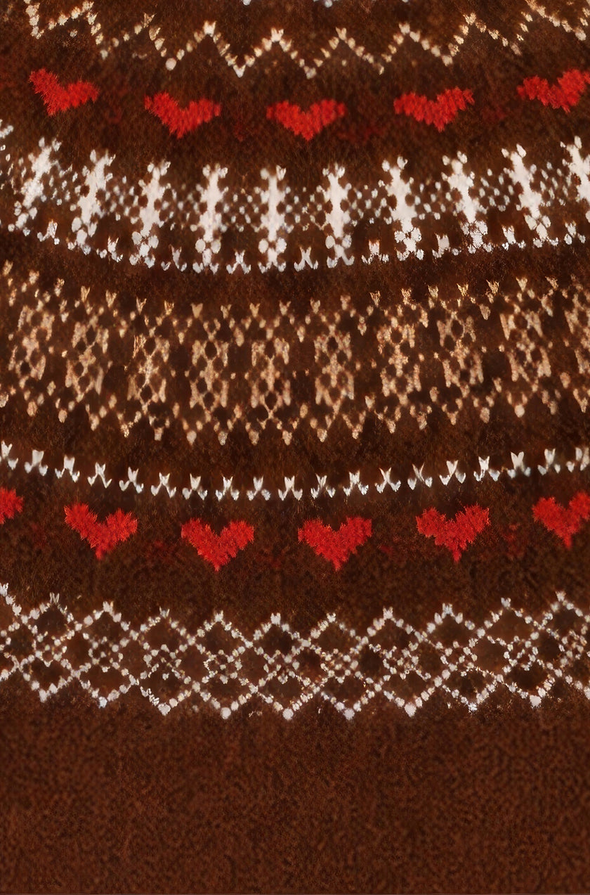Yumi Brown Relaxed Fairisle Jumper