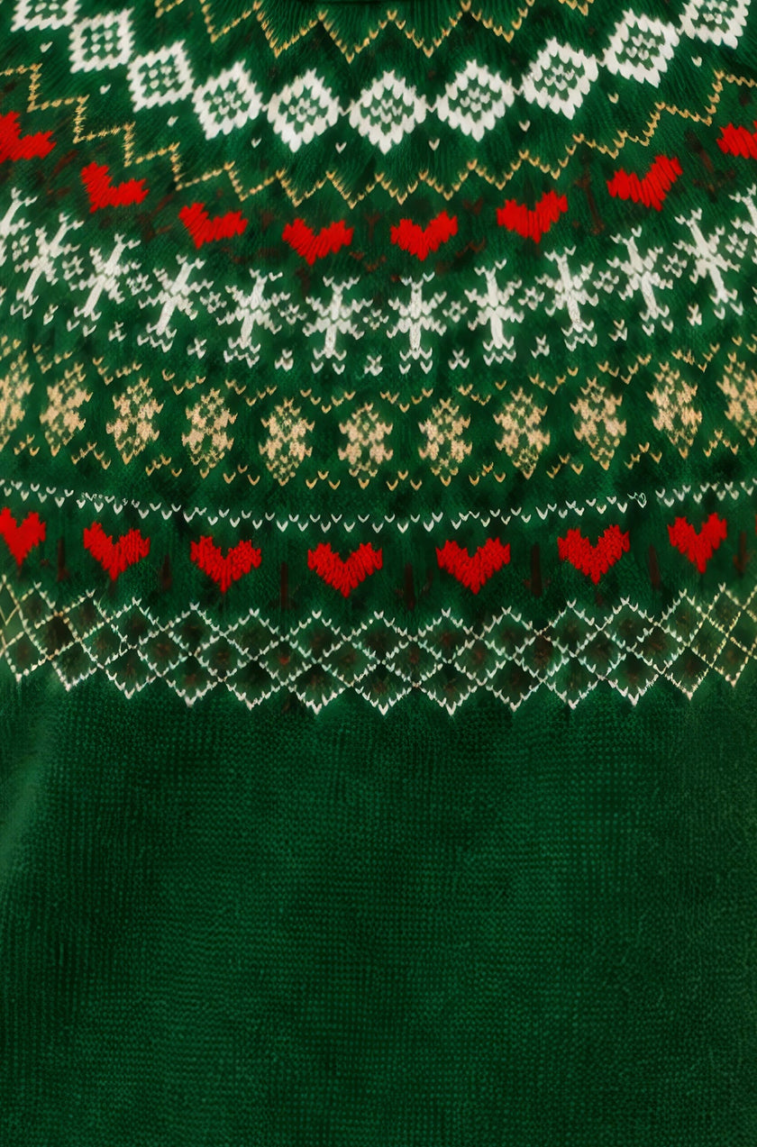 Yumi Green Relaxed Fairisle Jumper