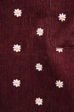 Yumi Brown Daisy Embroidered Cord Mini Skirt