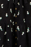 Yumi schwarzes Cordhemdkleid mit Gänseblümchen-Stickerei