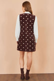 Yumi Brown Embroidered Daisy Pinafore Dress