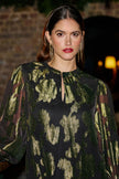 Yumi Gold Metallic Abstract Floral Tunic
