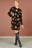Yumi Black Cosmic Intarsia Knitted Tunic Dress