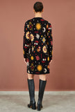 Yumi Black Cosmic Intarsia Knitted Tunic Dress