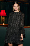 Yumi Black Foil Print Tunic With Flared Sleeves