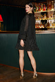 Yumi Black Foil Print Tunic With Flared Sleeves